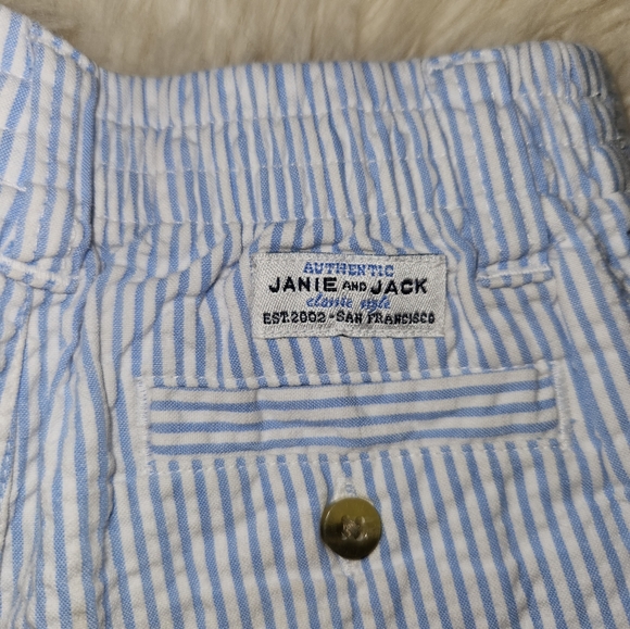 Janie & Jack seersucker boys outfit with tan shoes (12-18mos) - Picture 3 of 7